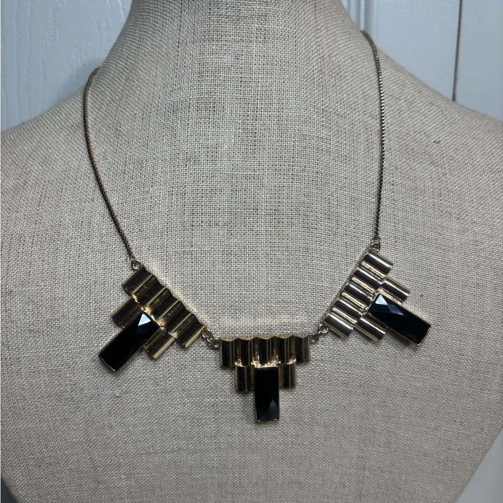 Gold and Black Geometric Necklace